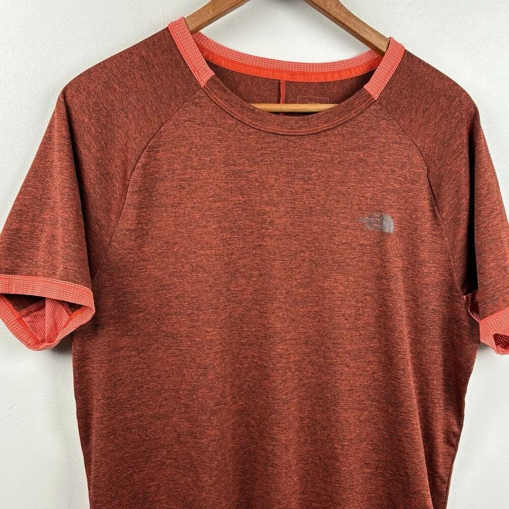 The North Face T-Shirt Mens Medium Flash Dry Red Orange Short Sleeve Band Light